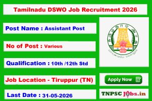 Tamilnadu DSWO Job Recruitment 2026